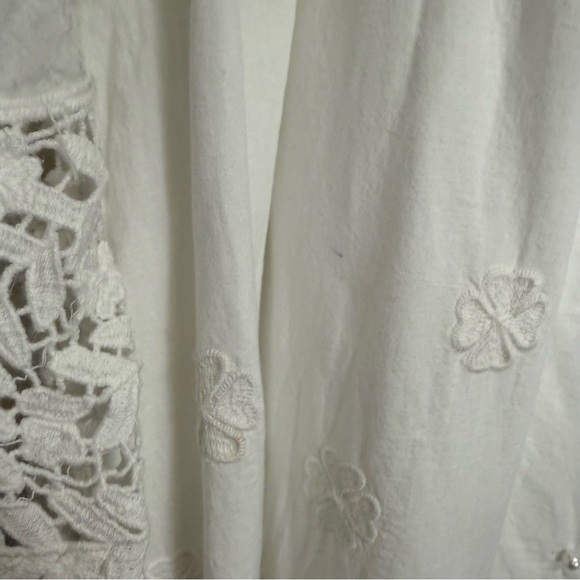 Karakorum Dress Womens Size M/L White Stripe Faux Pearl Lace Cotton - Picture 10 of 14